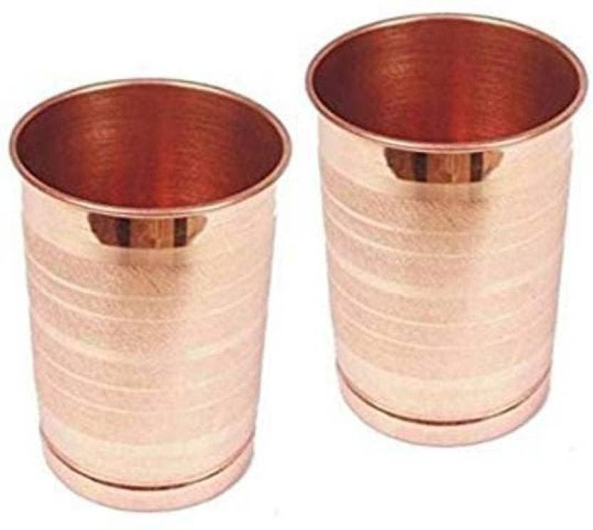 Photo 1 of ****SCRATCHED UP***** ROYAL SAPPHIRE Pure Copper cups for Drinking Water | Tumbler Set Of 2| Copper glasses Set for Ayurveda Health Benefits (11.8 Oz approx)