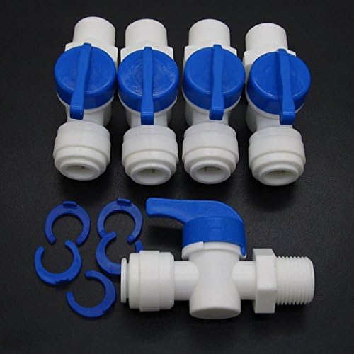 5 PCS Equal Straight 3/8" OD Tube Ball Valve Quick Connect Aquarium RO Water