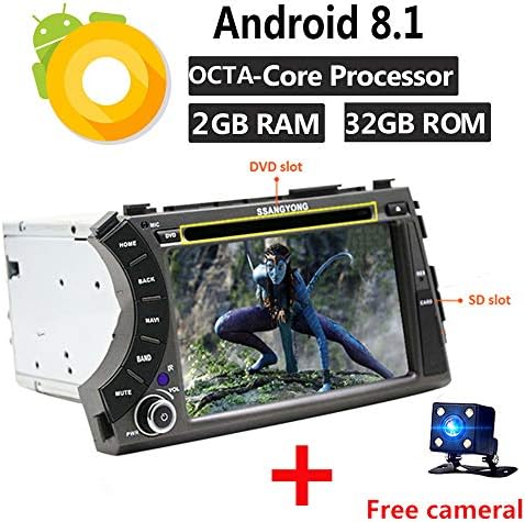 32GB+2GB Android 8.1 2Din 7" Octa Core Car DVD GPS Navigation Multimedia Player Car Stereo for SsangYong Actyon 2006 2007 2008 2009 2010 2011 2012 2013 HD Multi-Touch Screen in Dash Auto GPS WiFi 4G B