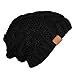 BASICO Unisex Warm Chunky Soft Stretch Cable Knit Beanie Cap Hat (Black-102)