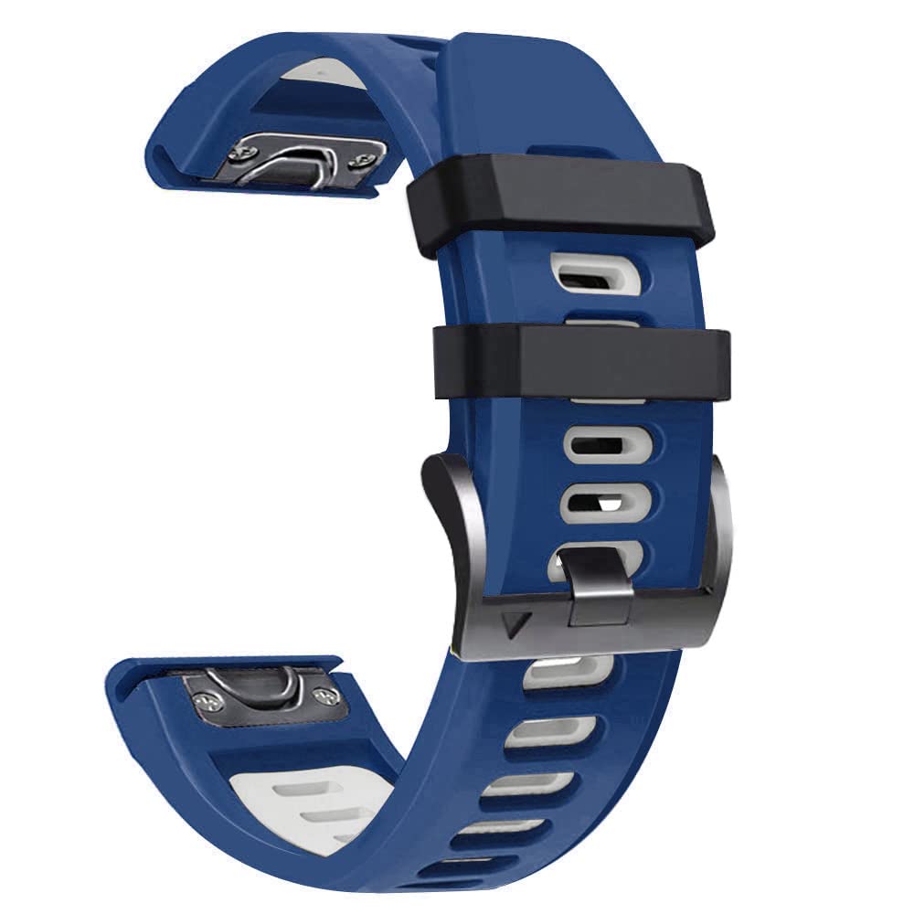 Fleshy Leaf 22mm Two Color Bracelet Strap Compatible for Garmin Fenix 7, 6, 6 Pro, 5, 5 Plus, Approach S60, S62, Forerunner 935, 945, Quick Release Strap Wristband (Midnight Blue-White)
