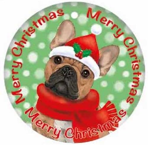 Christmas Mini Metal Double Sided French Bulldog Dog Hanging Decoration 8x8cm