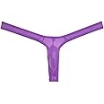 JAXFSTK Men's Minimal Coverage Bulge Thong Underwear See-through Mesh Mini Bikini Tangas