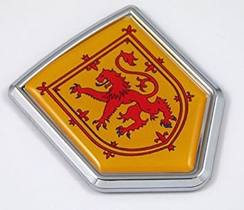 Amazon Com Scotland Flag Yellow With Red Lion Chrome Emblem With