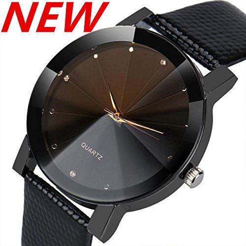 Women's Round Watch Fitfulvan outdoors Business Stainless Steel Dial Leather Band Quartz Wrist Watch-black - Thumbnail 2