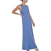 DKNY Womens Criss-Cross Back Maxi Evening Dress Blue 6
