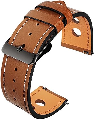 For Samsung Gear S3 Bands with Quick Release Pins, Loxan 22mm Premium Soft Genuine Leather Watch Band, Replacement Smart Watch Strap for Gear S3 Frontier / Classic Sports Smartwatch, Brown