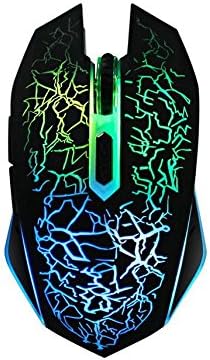 ELEGO TRADING Wire Gaming Mouse, 2400 DPI, 7 Soothing LED Colors, 6 Buttons(Black)
