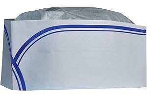 CELLUCAP MANUFACTURING CELLUCAP RC100 Low Profile Overseas/Soda Jerk Hat, Tissue Crown, Blue Stripe, Box of 100