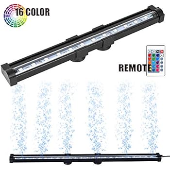 zision Aquarium Bubble Light Fish Tank Lamp Diving Remote Control RGB Submersible LED Air Glofish Essential for Seawater and Freshwater