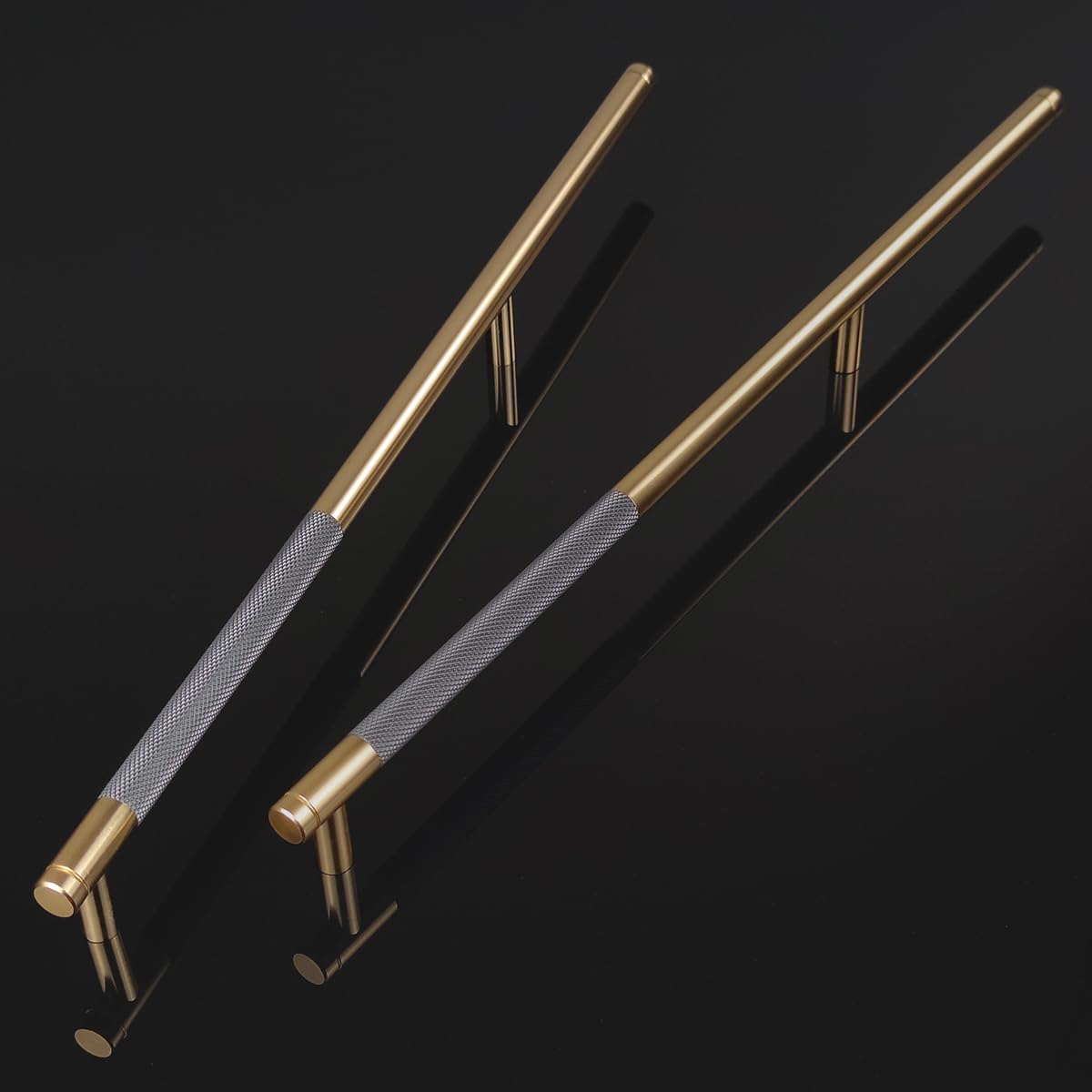 Pexintek 6 Pack Gold Modern Cabinet Handles 256mm Hole Centers Kitchen Bathroom bedrooms Study Furniture Door Vintage Pulls with Screws for Cupboards Drawer Wardrobe Dresser (Golden Grey)