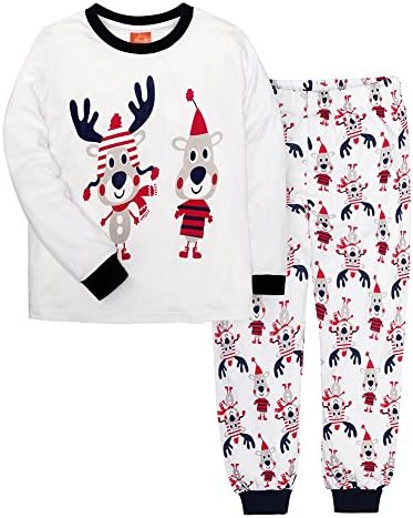 HOOSION Boys 2-piece Cotton Christmas Pajama Set (pack Of 2) (Reindeer, 5/6 Year)