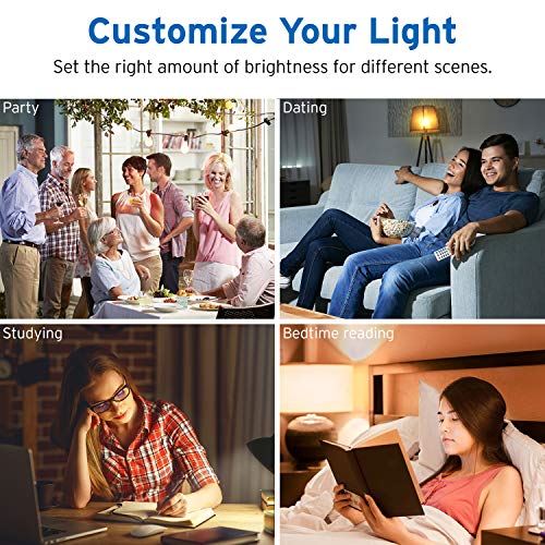 Etekcity Smart Light WiFi Dimmable Soft White LED Bulbs, Work with Alexa, Google Home and IFTTT, Easy Setup Schedule, A19 E26, 60W Equivalent, 806LM, 2700K, No Hub Required, UL Listed