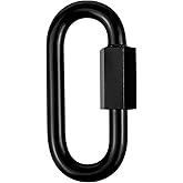 BNYZWOT 1 Pack Heavy-Duty Chain Hooks Quick Links - 304 Black Stainless Steel 1/2"" Locking Carabiner Anti-Rust Chain Connector Quick Link for Towing,Swing,Shade Sail,Bird Toys,Capacity 2500lb