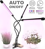 Led Grow Lights for Indoor Plants - Upgraded LED Grow Light Auto On & Off with 3/6/12H Timer - Triple Head Adjustable Grow Lamp - 5 Dimmable Levels and 3 Lighting Modes Plant Lights for Indoor Plants