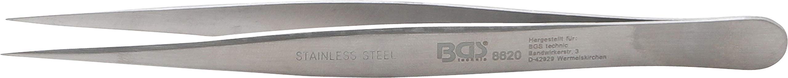 BGS 8620 | Stainless Steel Sharp Tip Tweezer | straight | 125 mm