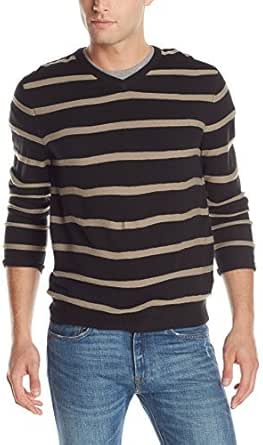 Haggar Men's Jersey Stripe V-Neck Sweater, Black, Medium at Amazon Menâs Clothing store