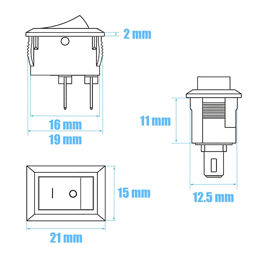 ZUPAYIPA 15 Pcs AC 6A/250V 10A/125V 2 Solder Lug SPST On/Off Mini Boat Rocker Switch Car Auto Boat Round Rocker 2 Pin Toggle SPST Switch Snap: Industrial & Scientific