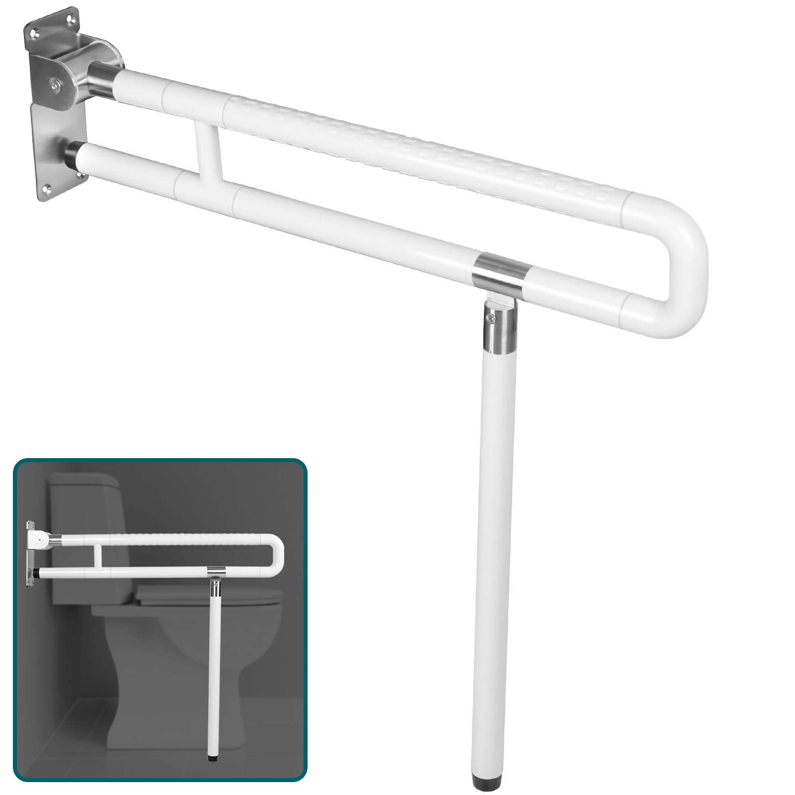 Recessed Grab Rails INNOLIFE Handicap Grab Bars Rails, 29.5 Inch Foldable Toilet Grab Bar ...