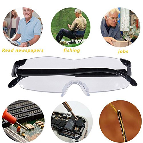 LE4U Big Vision Glasses as Seen on TV - Big Vision Eyeglasses with 160% Magnification Convenient and Durable - Unisex - Black Frameless Magnifying Glasses - Contain EVA Leather Zipper Glasses Case