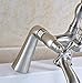 Rozin Two Holes Deck Mounted Bathtub Faucet 2 Knobs Mixing Tap with Handheld Shower Brushed Nickel