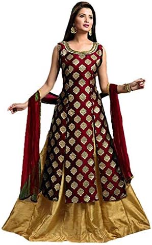 Aarna Fashion Women's Jacquard Lehenga Choli (Maroon, Free Size)