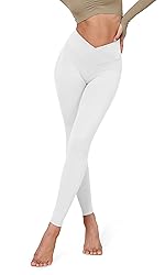 ODODOS Women's Cross Waist Yoga Leggings with Inner