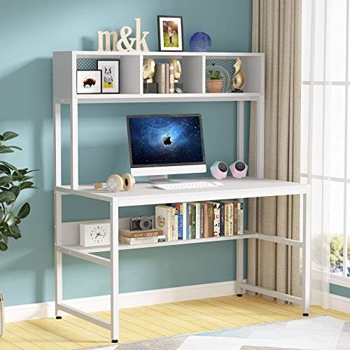 Tribesigns 47 inch Computer Desk with Hutch and Bookshelf, Home Office