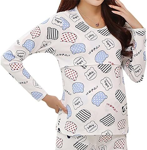 luyusbaby Women Maternity Nursing Cotton Pajamas Breastfeeding Sleepwear Pants Set