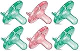 Philips AVENT BPA Free Soothie Pacifier, Green/Pink, 3+ Months, 6 pack