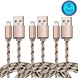 Flebi 6 Feet / 2 Meter Nylon Braided Lightning to USB Cable Apple Charger for iPhone iPad iPod (3 Pack)