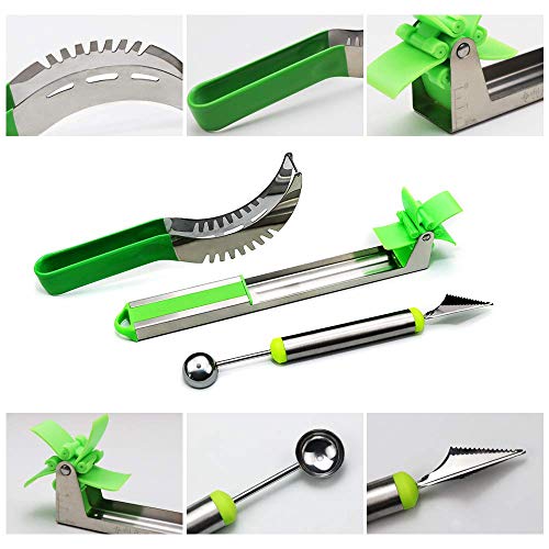 Windmill Watermelon Cutter Set - Stainless Steel Watermelon Slicer, Carver, Cutter, Knife - Carving and Cutting Tools for Home 3 PACK