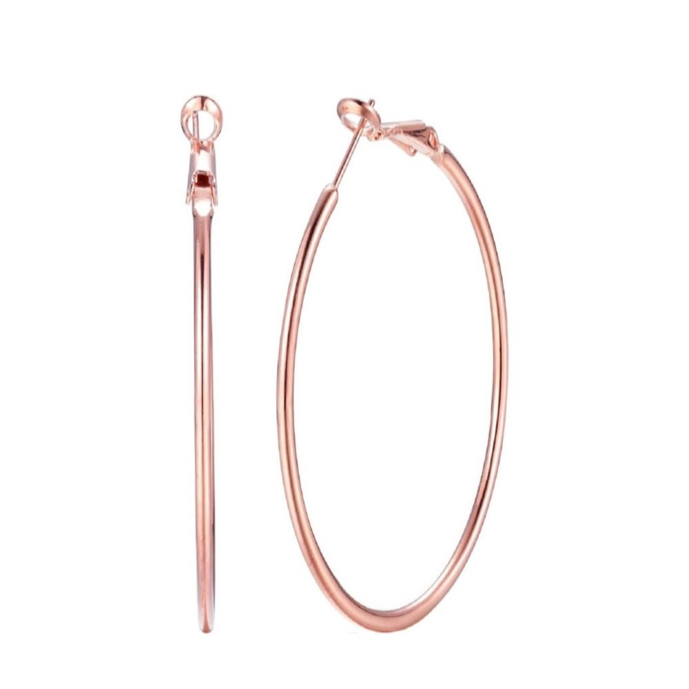 70mm Rose Gold Large Hoop Earrings For Womens Girls Stainless Steel Huggie Hoops Hypoallergenic for Sensitive Ears