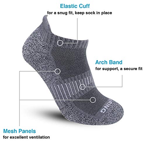 BERING Men's Performance Athletic Ankle Running Socks, Grey, Size 912