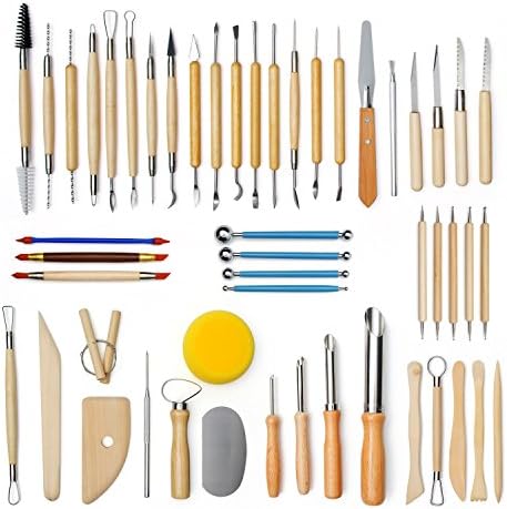 51Pcs/Set Pottery Clay Sculpture Tools Plasticine Carving Tool Set for Brushing Scraping Cleaning Wood and Stainless steel