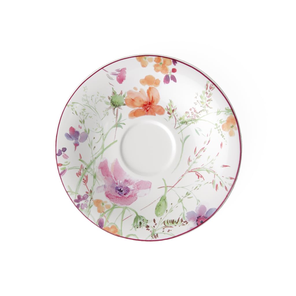 Villeroy & Boch – Mariefleur Basic Coffee Saucer, Beautiful Premium Porcelain Saucer with Playful Flower Decoration, Dishwasher Safe, 16 cm