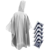 Hagon PRO Disposable Rain Ponchos for Adults, Hooded Poncho, Family 5 Pack | Ponchos Family Pack, Heavy Duty Waterproof PE, Fits Over a Backpack, Emergency Raincoat for Women &amp; Men, Travel, Theme Parks
