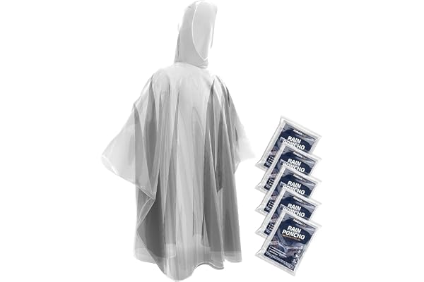 Hagon Hagon PRO Disposable Rain Ponchos for Adults, Hooded Poncho, Family 5 Pack | Ponchos Family Pack, Heavy