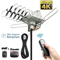 Vansky Outdoor 150 Mile Motorized 360 Degree Rotation OTA Amplified HD TV Antenna for 2 TVs Support - UHF/VHF/1080P Channels Wireless Remote Control - 32.8