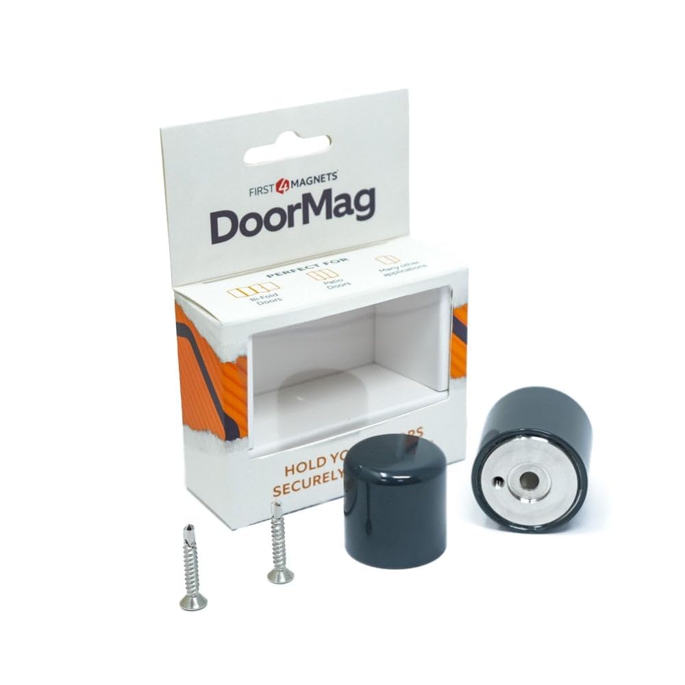 DoorMag Bifold Door Magnet | Door Stop & Magnet with Catch | Fixing Screws Included (Anthracite Grey)