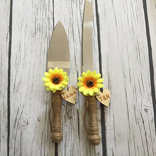 image for rainluckyrain Personalized Wedding Cake Serving Set, Wedding Cake Cutt