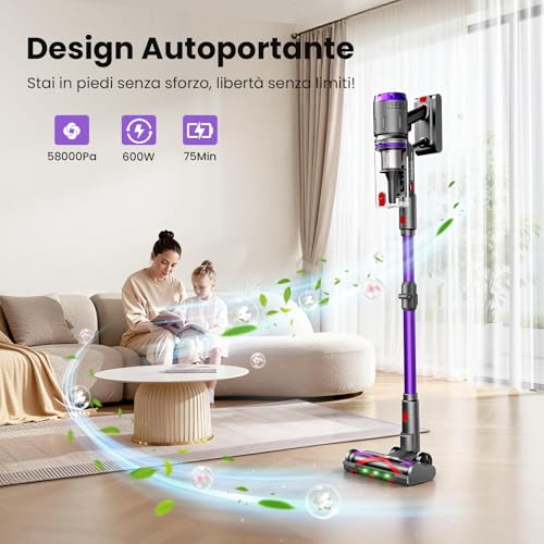 Circlio NOVAX T80 Pure Wireless Vacuum Cleaner 600W/58kPa/75 Min, Wireless Vacuum Cleaner with Folding Tube, Cordless Vacuum Cleaner for Mattresses, Carpets/Floors/Animal Hair