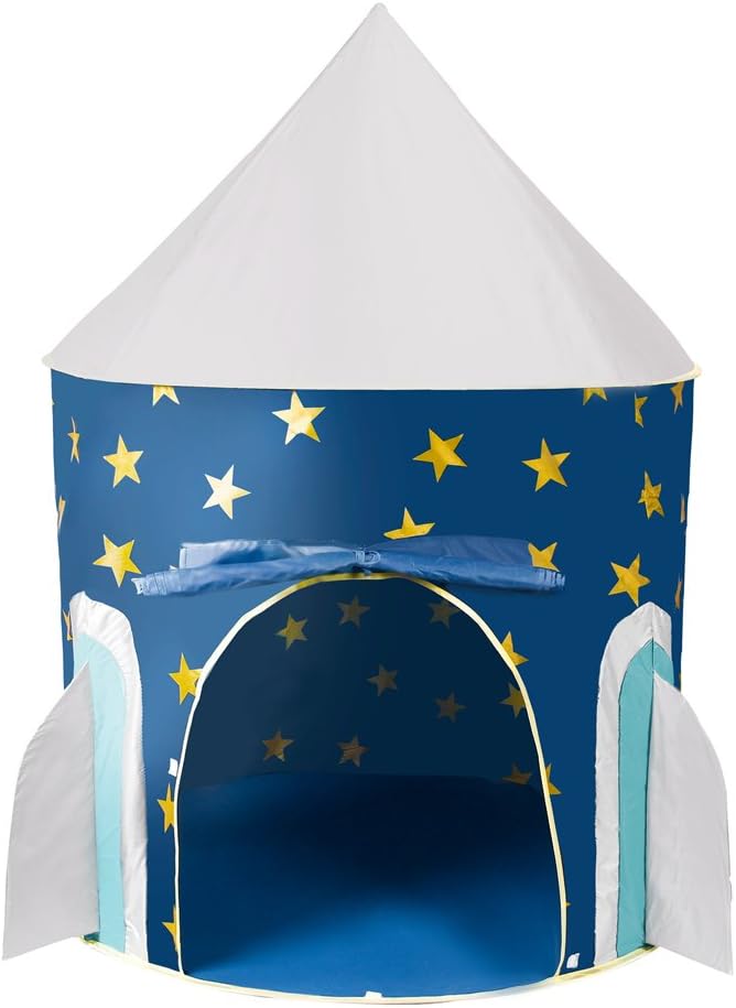 TOMATE Space Rocket Ship Play Tent, Foldable Pop Up Kids Tent for Indoor & Outdoor Use with Carrying Case