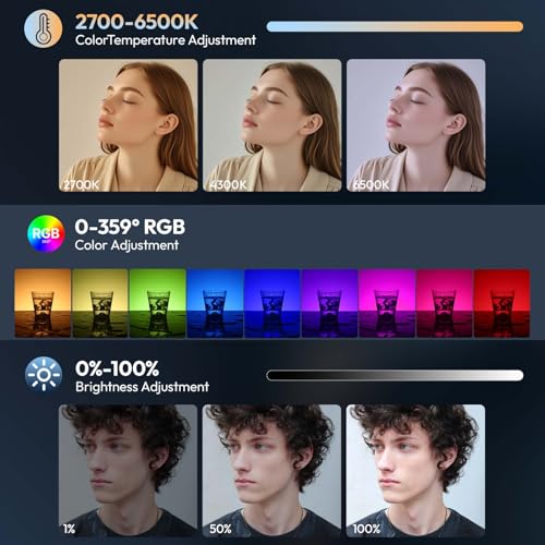ULANZI LM-P40 RGB LED Video Light, 2700-6500K 40W Portable Camera Light, 5000mAh Rechargeable Battery, 20 Scene Modes, Mini Studio Lighting for YouTube, Vlogging, Live Streaming, Photography