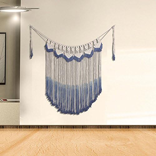 Living Room Bedroom Nursery Craft Decorations Macrame Wall Hanging,Wall Decor,Woven Wall Hanging,Handmade Macrame Tapestries 42"W x 57"L (beige and blue)