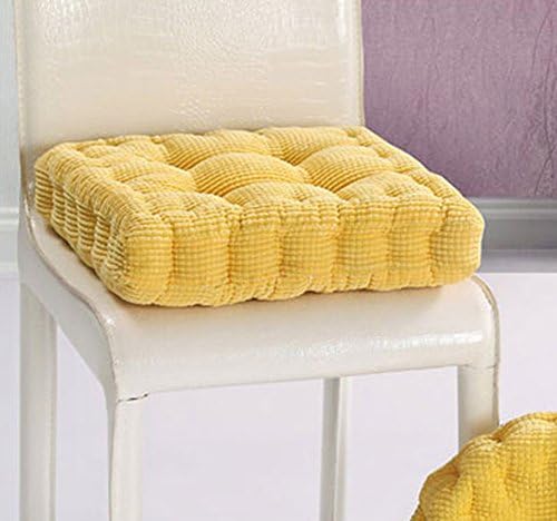 TMJJ Corduroy Square Seating Cushion for Office Dining Chair Indoor Outdoor Japanese Tatami Pillows Floor Cushions,17.7" x 17.7",Light Yellow