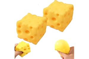 2 PCS Yellow Cheese Squeeze, Cheese Squishy, Stress Balls for Adults Soft Novelty Rebounding Sensory Theme Cheese Cubes Squis