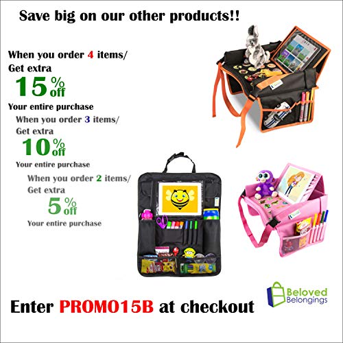 Backseat Car Organizer | Car Storage Organizer With 12 Compartments and a Hidden Tablet Holder | Used As Kick Mat, Car Back seat Organizer, Back Seat Protector, Car Seat Organizer, Car Seat Storage.