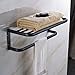 Rozin Black Bath Towel Holder Shelf Wall Mounted Towel Rack
