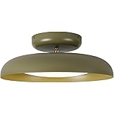 BISAMIYA Dimmable LED 15.7 inch Semi Flush Mount Ceiling Light, Modern Ceiling Light Fixture, Adjustable Angle Brass Accent, 